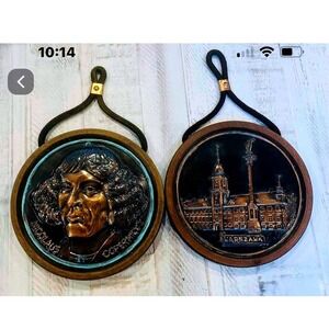 Vintage Nicolaus Copernicus Warsaw Metal Wall Plaque Art Decor Souvenir